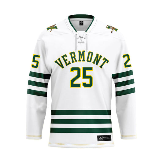 UVM - NCAA Men's Ice Hockey : Jack Malinski - White Hockey Jersey-0