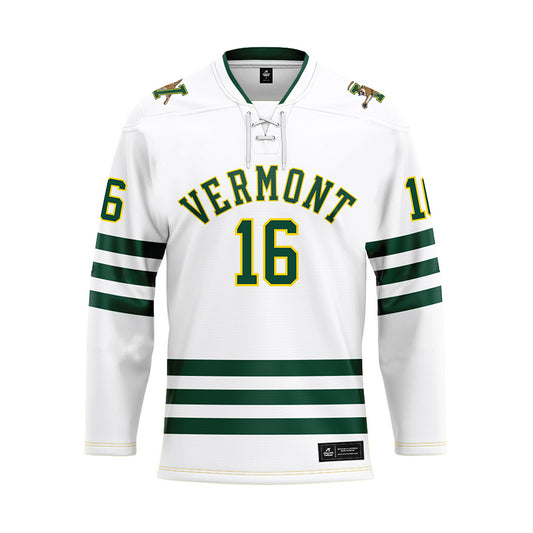 UVM - NCAA Men's Ice Hockey : Tyler Dysart - White Hockey Jersey-0