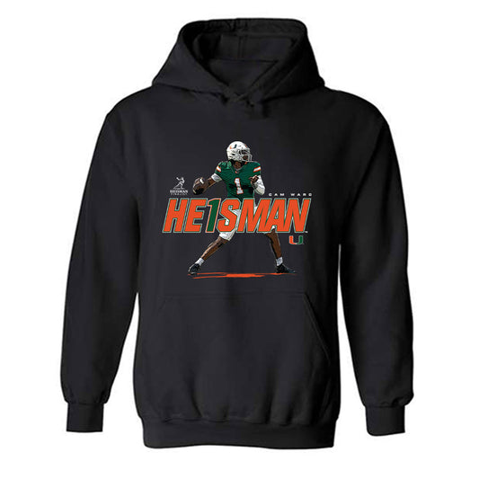 Miami - NCAA Football : Cam Ward - Heisman Individual Caricature Hooded Sweatshirt-0