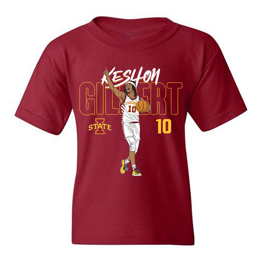 Iowa State - NCAA Men's Basketball : Keshon Gilbert - Youth T-Shirt-0