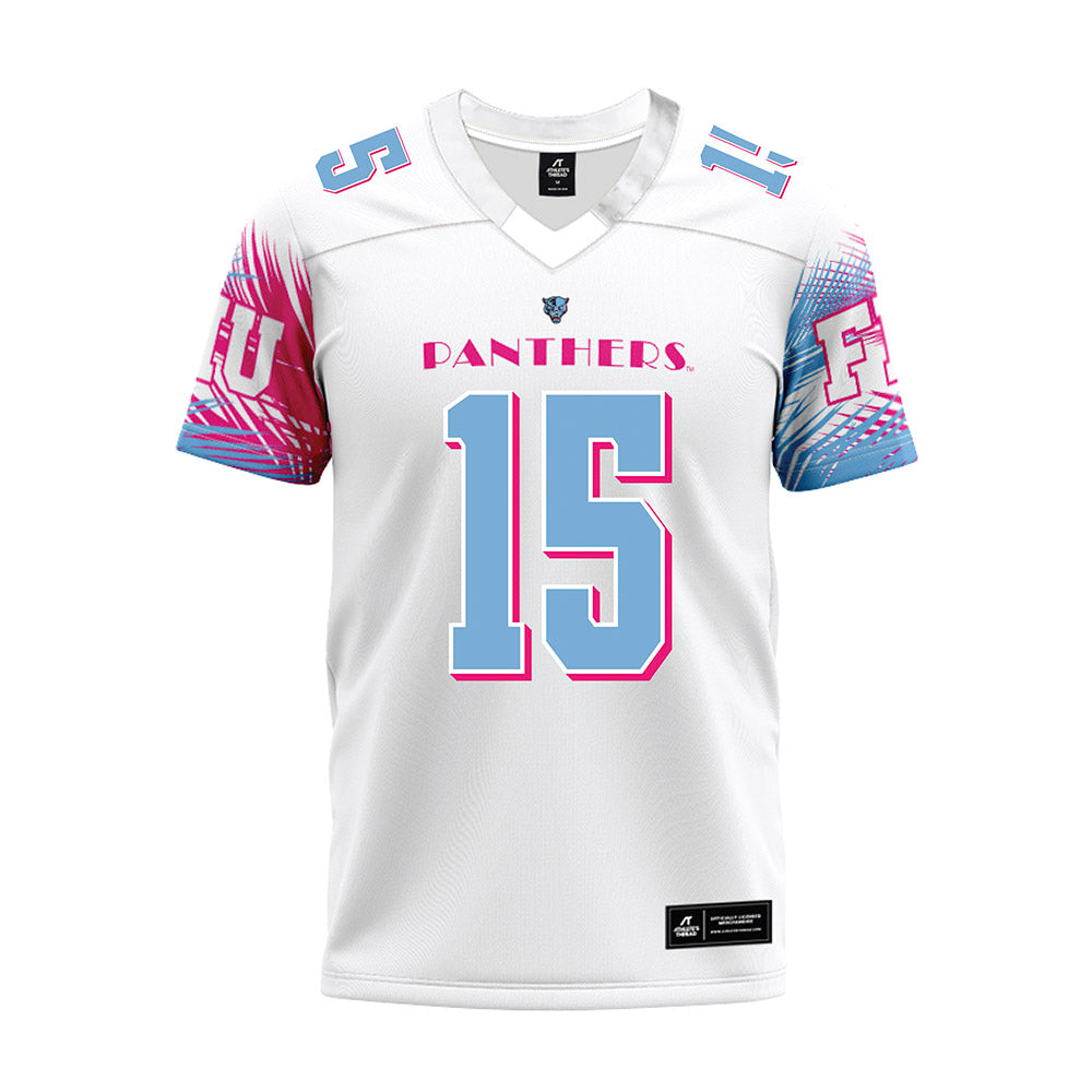 FIU - NCAA Football : Jake Helfrich - Vice White Premium Football Jersey-0