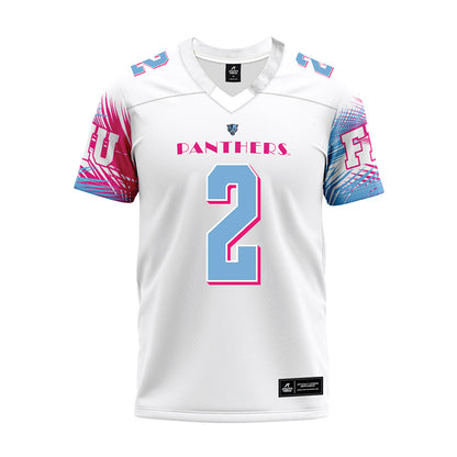 FIU - NCAA Football : Tarvarish Dawson - Vice White Premium Football Jersey-0