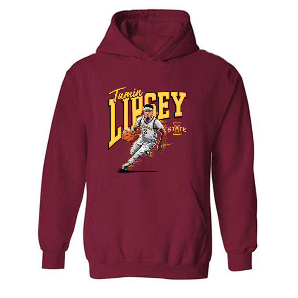Iowa State - NCAA Men's Basketball : Tamin Lipsey - Individual Caricature Hooded Sweatshirt-0