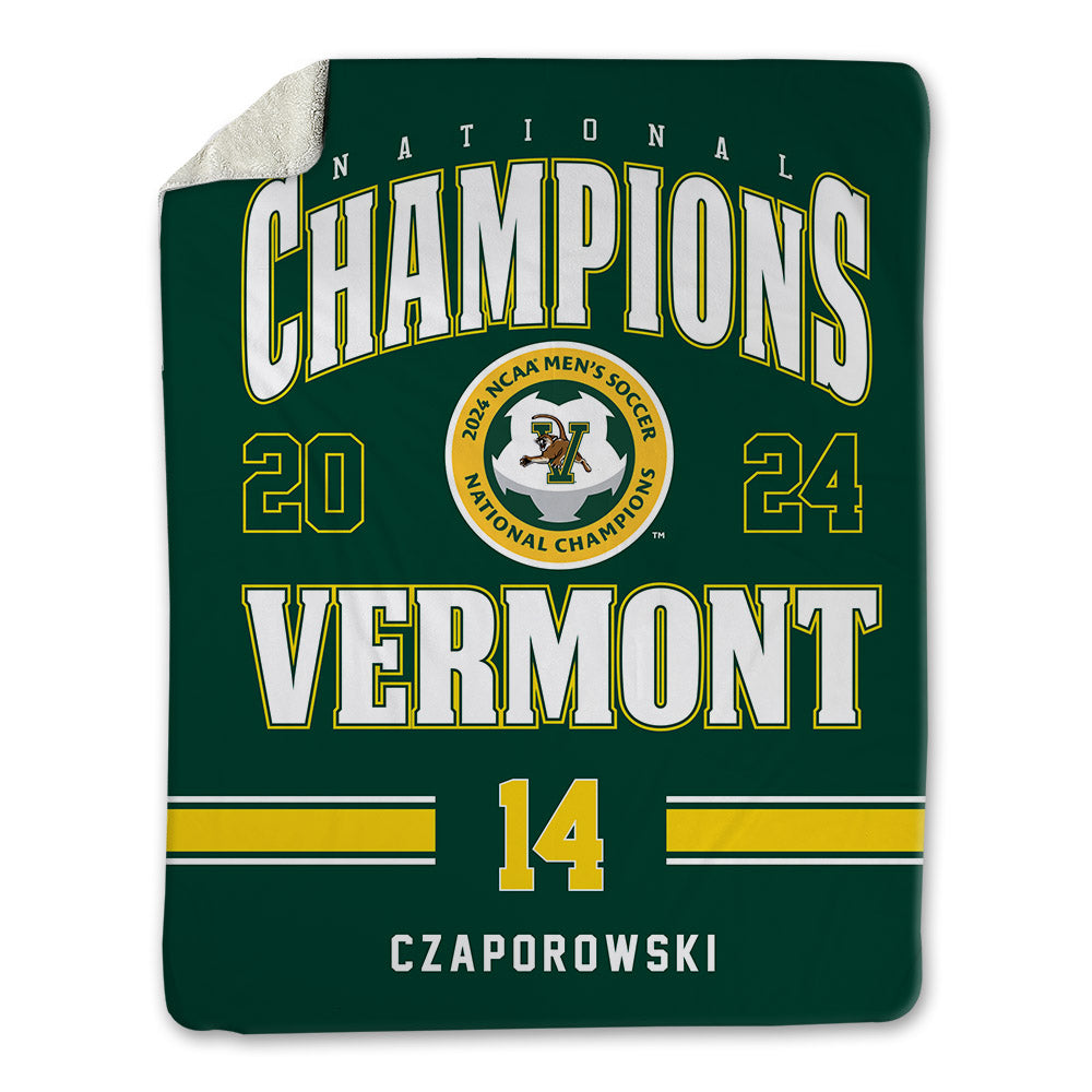 UVM - NCAA Men's Soccer : Ethan Czaporowski - National Champs Blanket-0