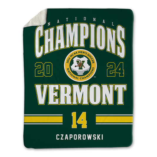UVM - NCAA Men's Soccer : Ethan Czaporowski - National Champs Blanket-0