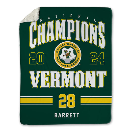 UVM - NCAA Men's Soccer : Zach Barrett - National Champs Blanket-0