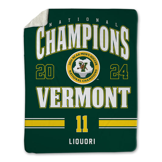 UVM - NCAA Men's Soccer : Thaddeus Liquori - National Champs Blanket-0