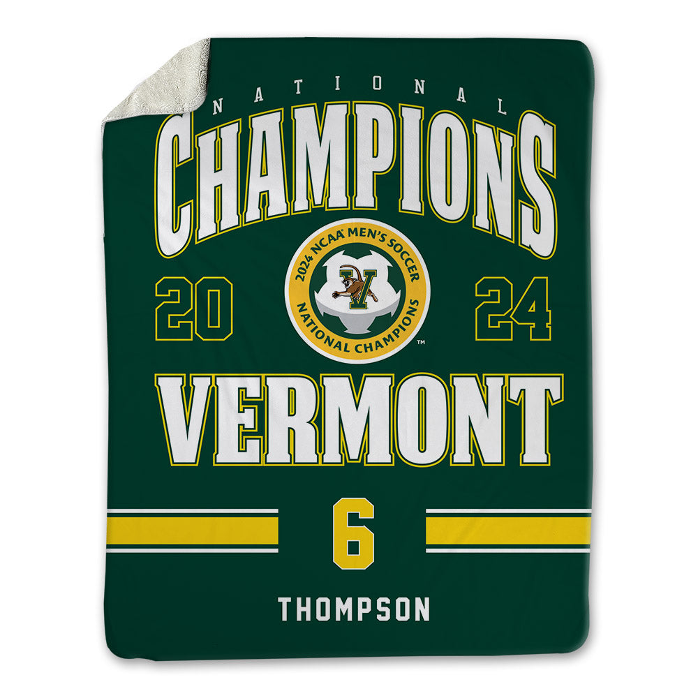 UVM - NCAA Men's Soccer : Connor Thompson - National Champs Blanket-0