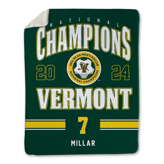 UVM - NCAA Men's Soccer : Andrew Millar - National Champs Blanket-0