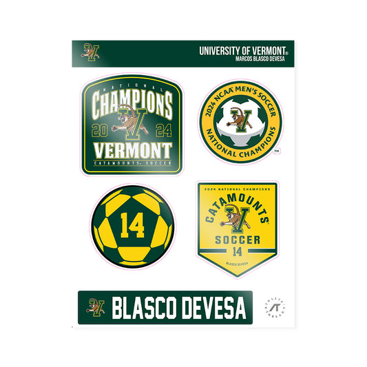 UVM - NCAA Men's Soccer : Marcos Blasco Devesa - National Champs Sticker Sheet-0