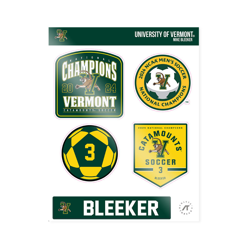UVM - NCAA Men's Soccer : Mike Bleeker - National Champs Sticker Sheet-0