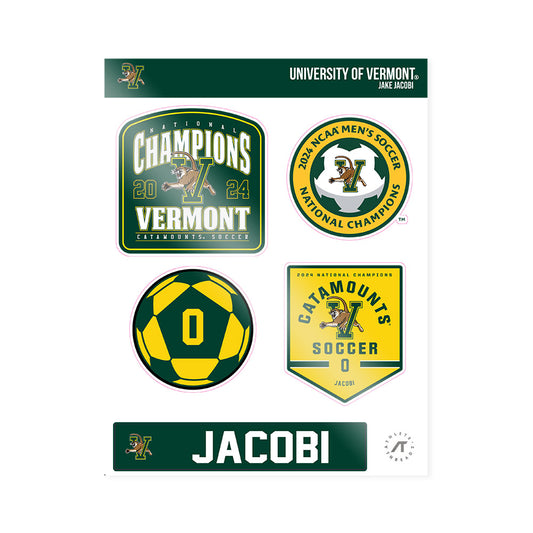 UVM - NCAA Men's Soccer : Jake Jacobi - National Champs Sticker Sheet-0