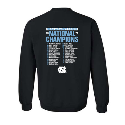 UNC - NCAA Women's Soccer : Ashley Pennie - National Champs Roster Shirt Crewneck Sweatshirt-1