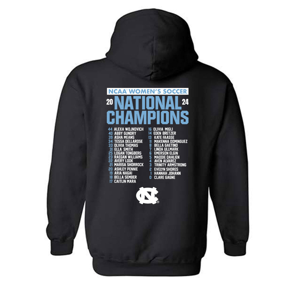 UNC - NCAA Women's Soccer : Emilie Maihs - National Champs Roster Shirt Hooded Sweatshirt-1