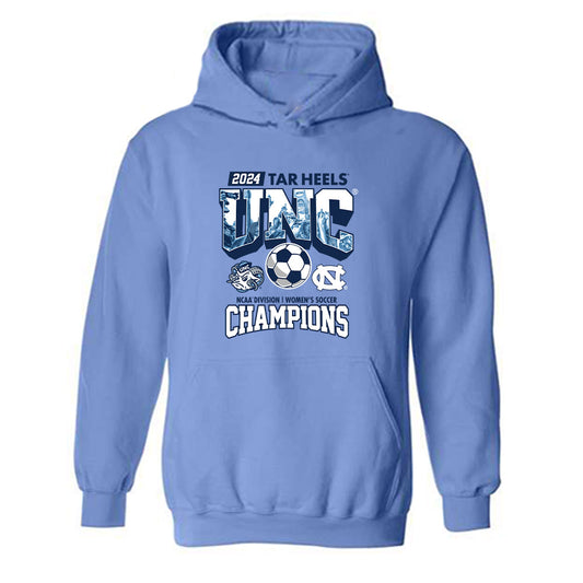 UNC - NCAA Women's Soccer : Emerson Elgin - Vintage Carolina Blue Championship Hooded Sweatshirt-0