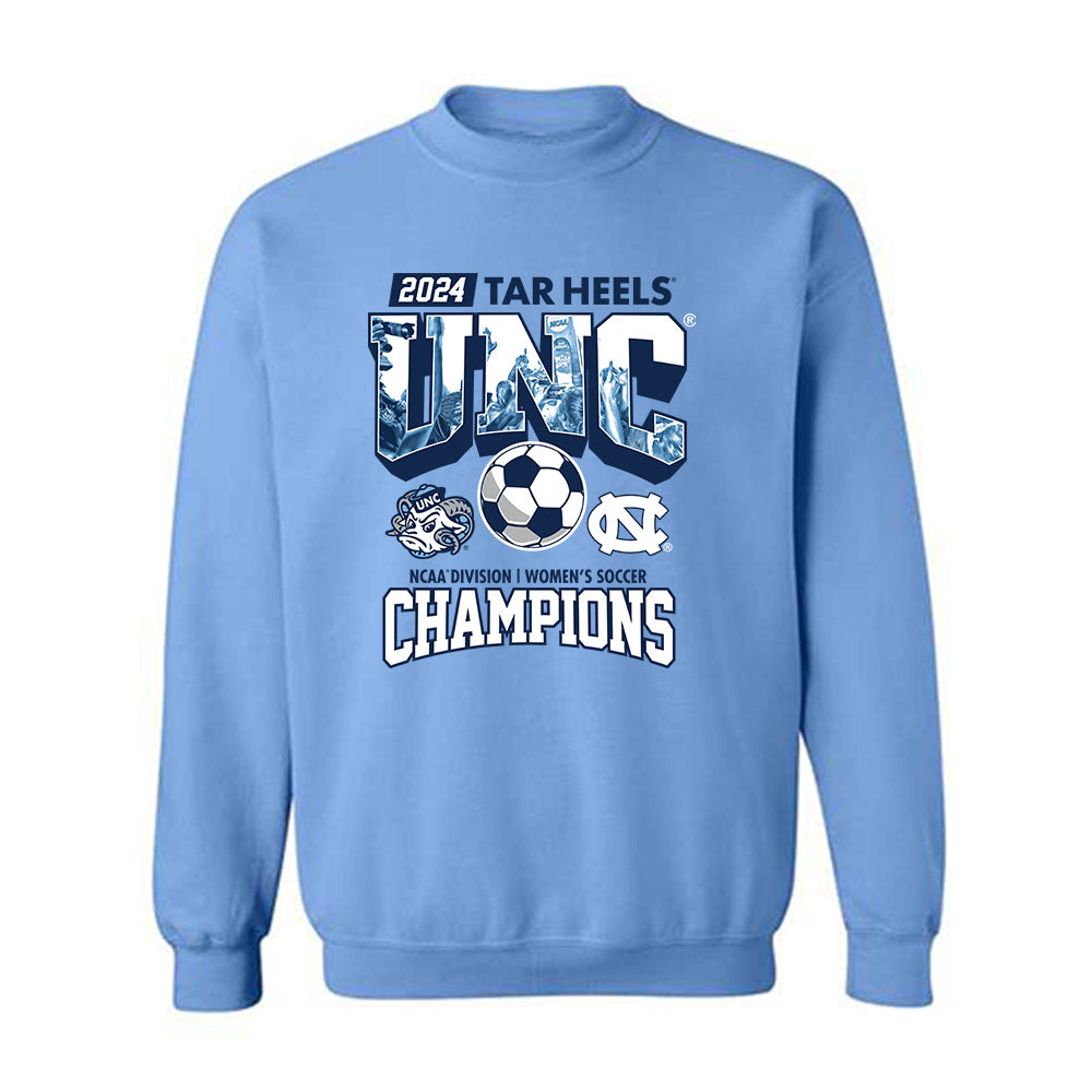 UNC - NCAA Women's Soccer : Logan Tongberg - Vintage Carolina Blue Championship Crewneck Sweatshirt-0
