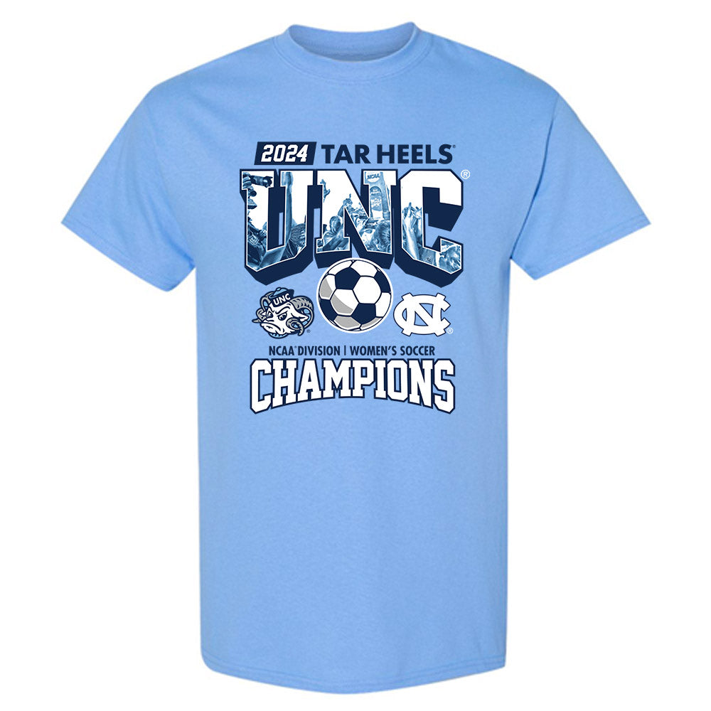 UNC - NCAA Women's Soccer : Bella Gaetino - Vintage Carolina Blue Championship T-Shirt-0