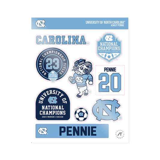 UNC - NCAA Women's Soccer : Ashley Pennie - National Champs Sticker Sheet-0