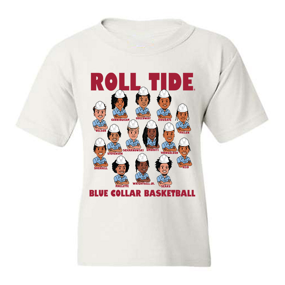 Alabama - NCAA Men's Basketball : Blue Collar v1 Team Caricature Youth T-Shirt-0