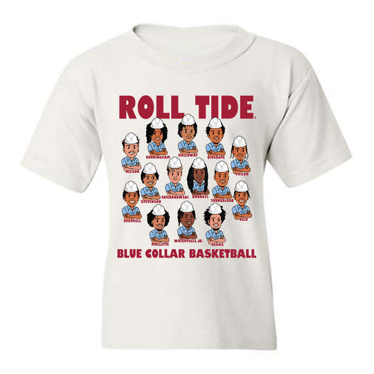 Alabama - NCAA Men's Basketball : Blue Collar v1 Team Caricature Youth T-Shirt-0