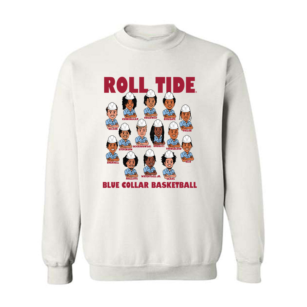 Alabama - NCAA Men's Basketball : Blue Collar v1 Team Caricature Crewneck Sweatshirt-0