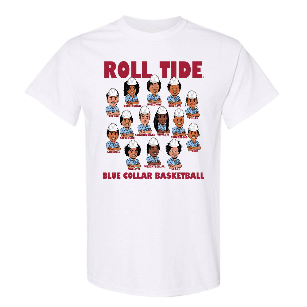 Alabama - NCAA Men's Basketball : Blue Collar v1 Team Caricature T-Shirt-0