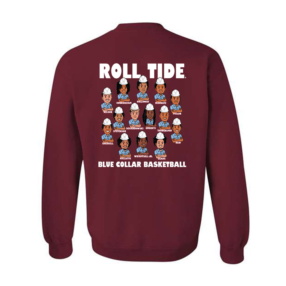 Alabama - NCAA Men's Basketball : Blue Collar v2 Team Caricature Crewneck Sweatshirt-1