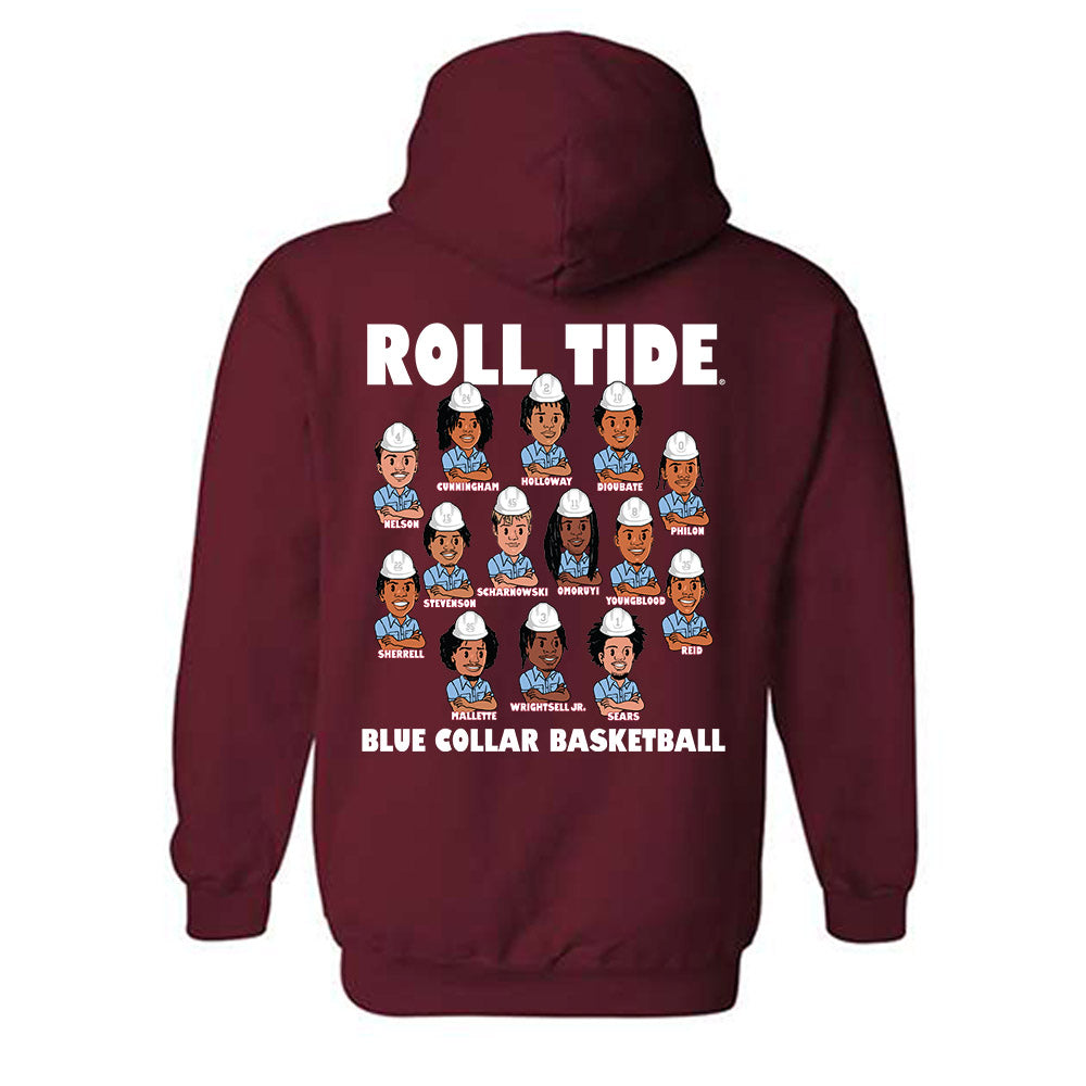 Alabama - NCAA Men's Basketball : Blue Collar v2 Team Caricature Hooded Sweatshirt-1