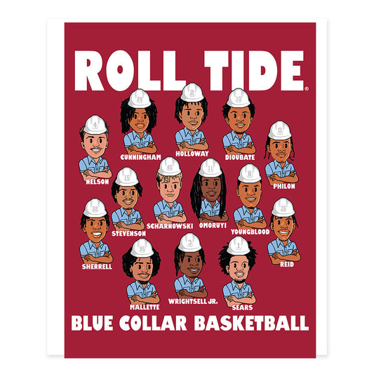 Alabama - NCAA Men's Basketball : - Blue Collar v2 Team Caricature Poster 20x24-0