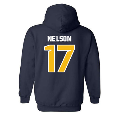 Northern Arizona - NCAA Football : Blaise Nelson - Kiss My Axe V3 Classic Shersey Hooded Sweatshirt-1