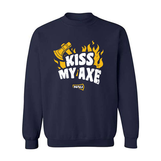 Northern Arizona - NCAA Women's Swimming & Diving : Kaci Kelaher - Kiss My Axe V3 Classic Shersey Crewneck Sweatshirt-0