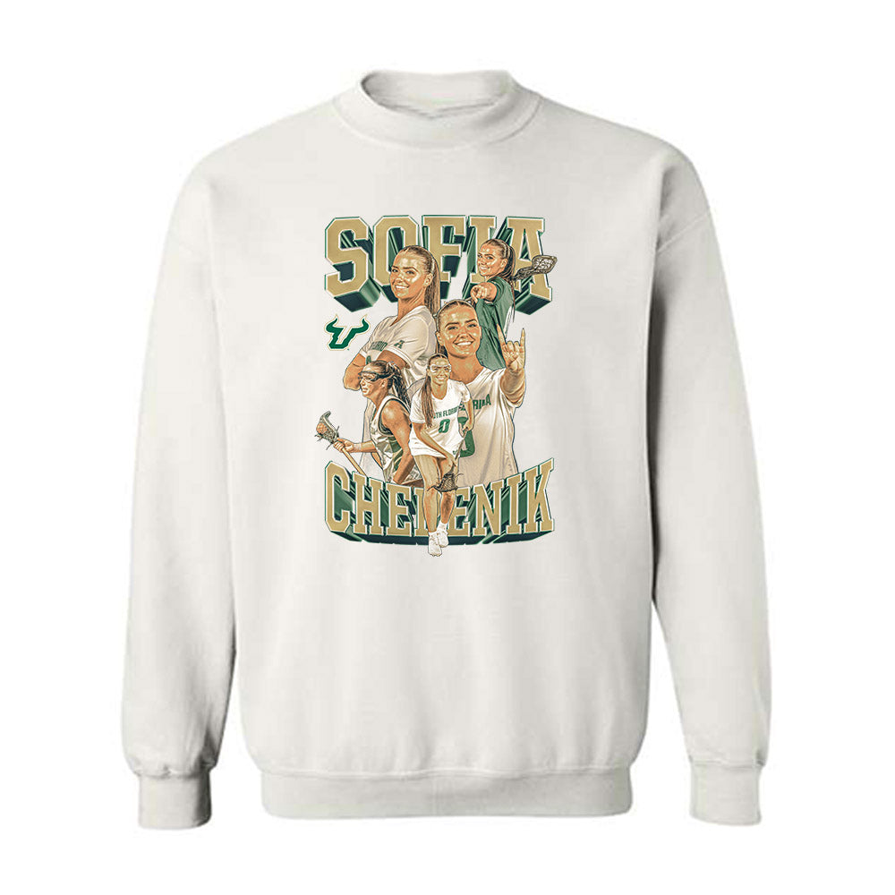 USF - NCAA Women's Lacrosse : Sofia Chepenik - Player Collage Crewneck Sweatshirt-0
