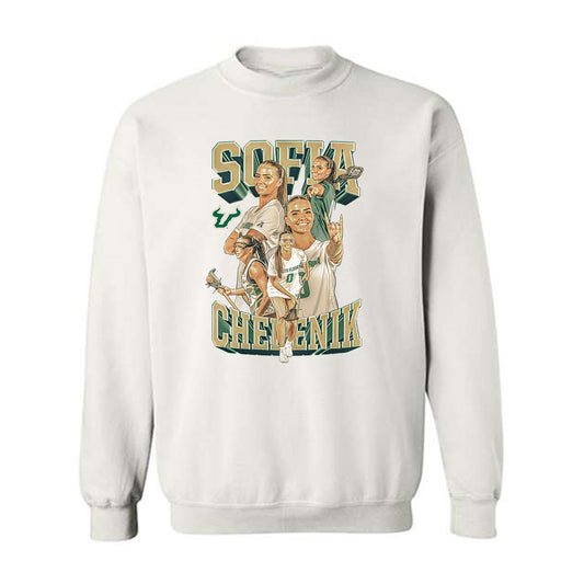 USF - NCAA Women's Lacrosse : Sofia Chepenik - Player Collage Crewneck Sweatshirt-0