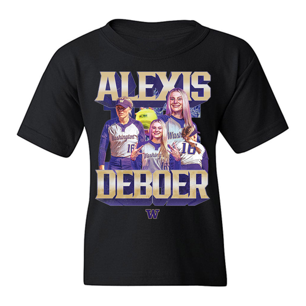 Washington - NCAA Softball : Alexis DeBoer - Collage Youth T-Shirt-0