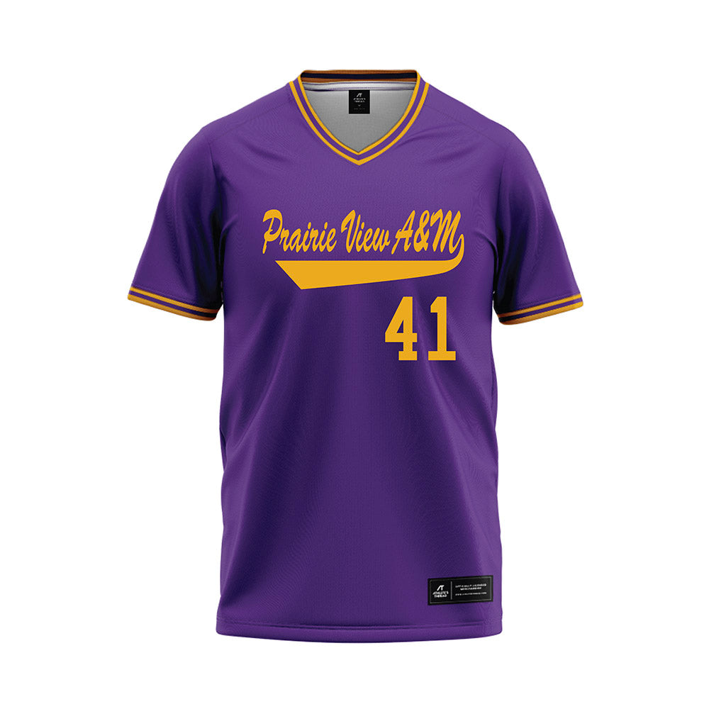 PVAMU - NCAA Baseball : Seve Medrano - Purple Baseball Jersey-0