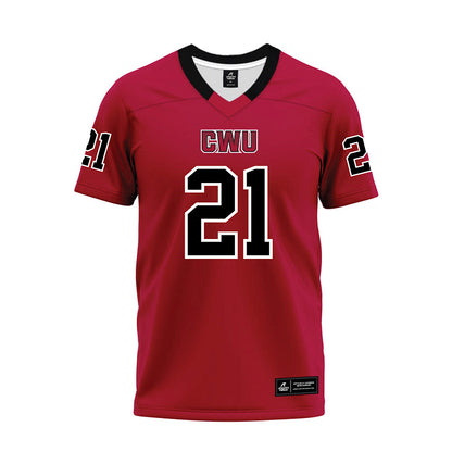 CWU - NCAA Football : Connor Goff - Crimson Premium Football Jersey-1