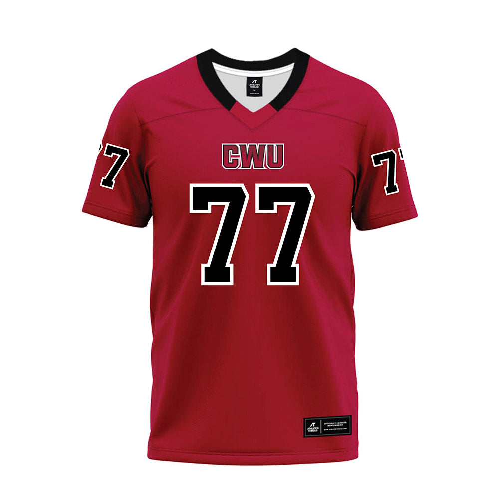 CWU - NCAA Football : Charlie Bennett - Crimson Premium Football Jersey-0