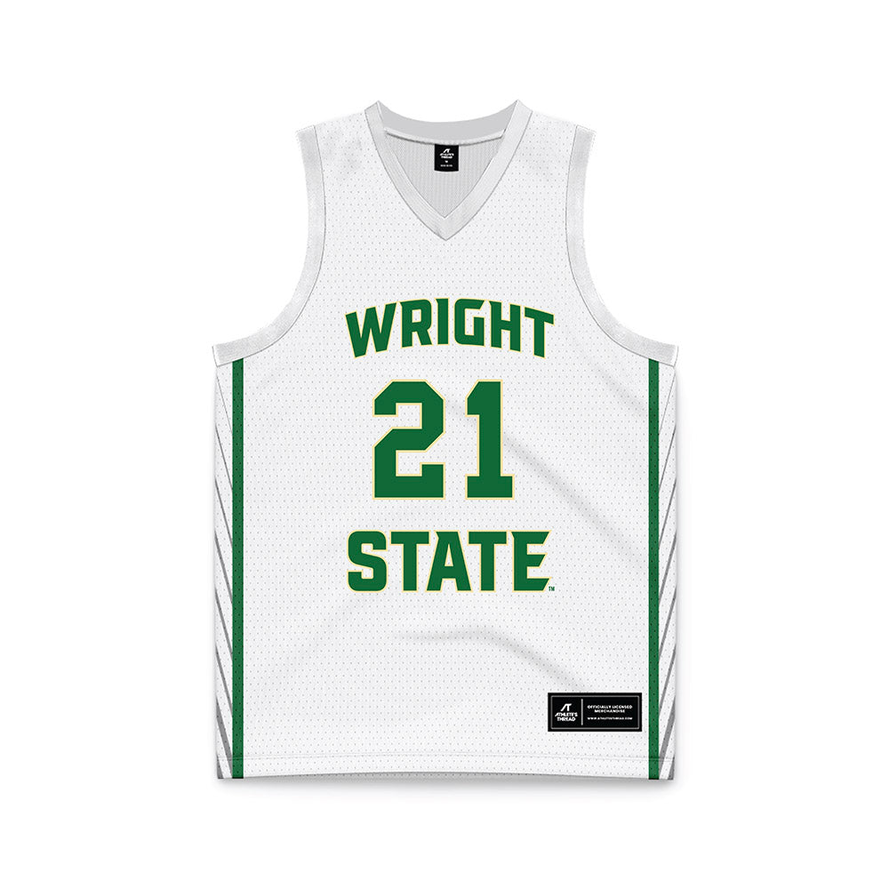 Wright State - NCAA Men's Basketball : Logan Woods - White Basketball Jersey-0