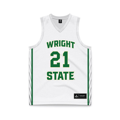 Wright State - NCAA Men's Basketball : Logan Woods - White Basketball Jersey-0