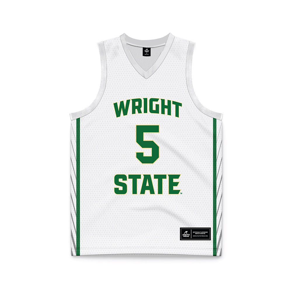 Wright State - NCAA Men's Basketball : Alex Bruskotter - White Basketball Jersey-0