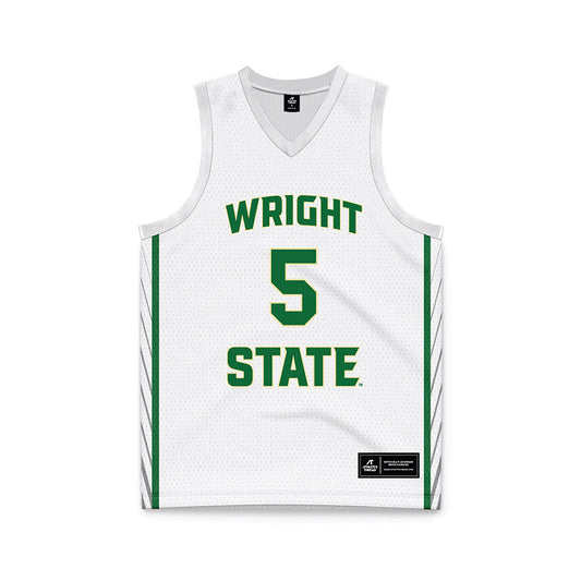 Wright State - NCAA Men's Basketball : Alex Bruskotter - White Basketball Jersey-0
