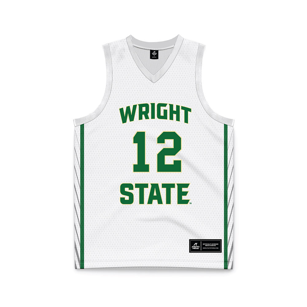 Wright State - NCAA Men's Basketball : PJ Douglas - White Basketball Jersey-0