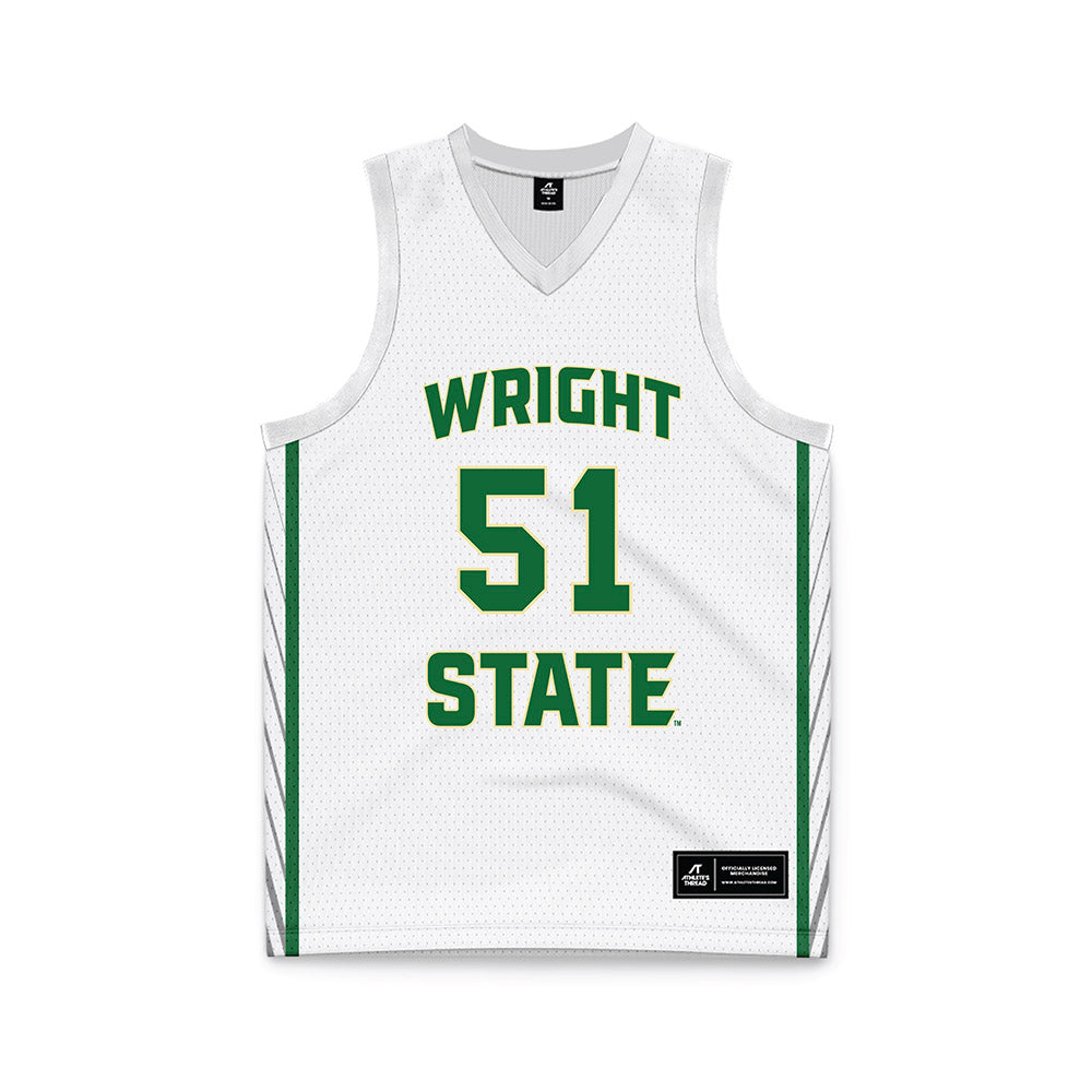 Wright State - NCAA Men's Basketball : Ayden Davis - White Basketball Jersey-0