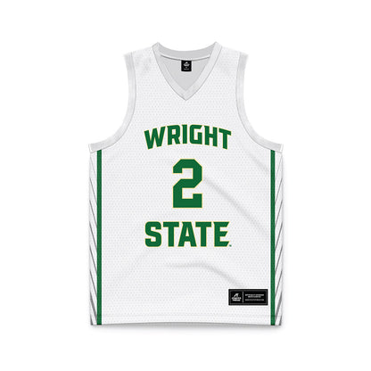 Wright State - NCAA Men's Basketball : Sam Alamutu - White Basketball Jersey-0