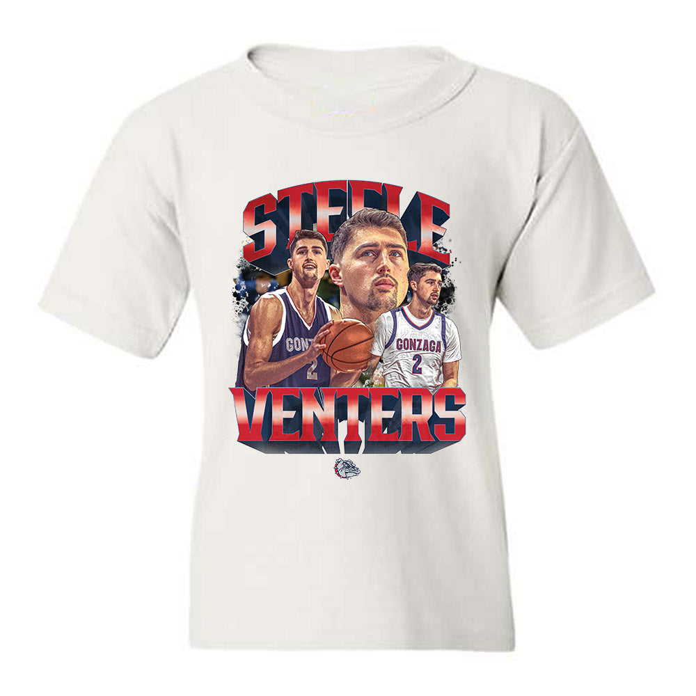Gonzaga - NCAA Men's Basketball : Steele Venters - Collage Youth T-Shirt-0