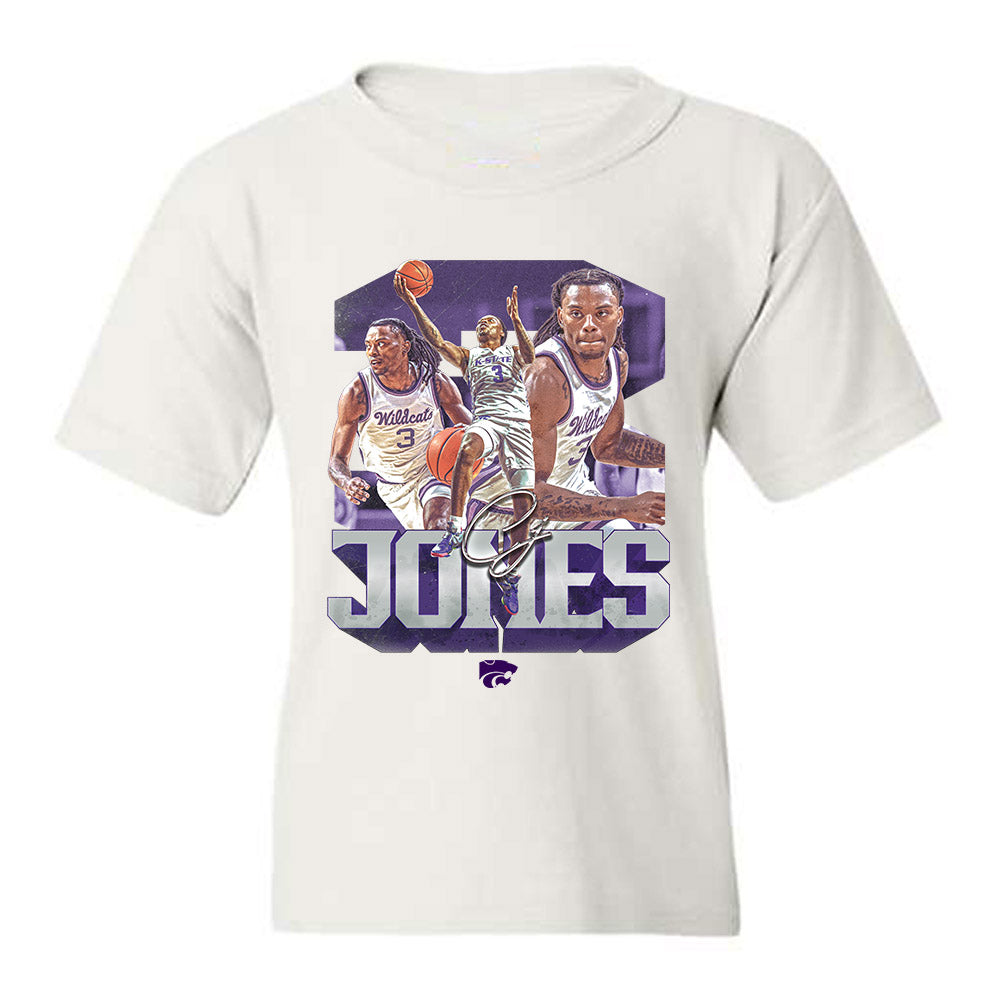 Kansas State - NCAA Men's Basketball : CJ Jones - Player Collage Youth T-Shirt-0