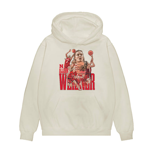 Nebraska - NCAA Women's Basketball : Allison Weidner - Player Collage Premium Hooded Sweatshirt-0