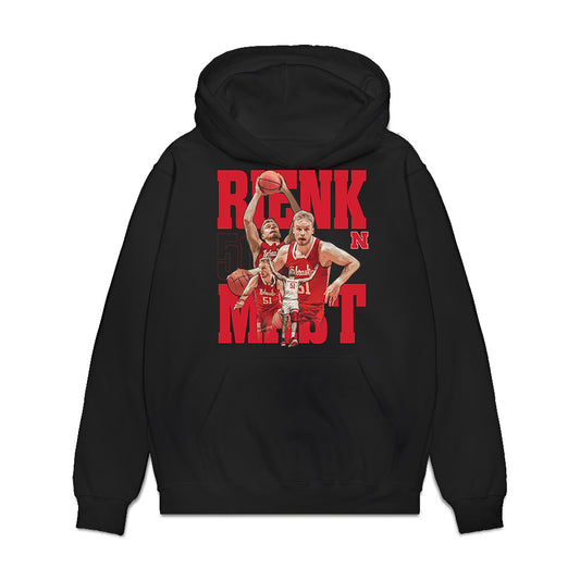 Nebraska - NCAA Men's Basketball : Rienk Mast - Player Collage Premium Hooded Sweatshirt-0