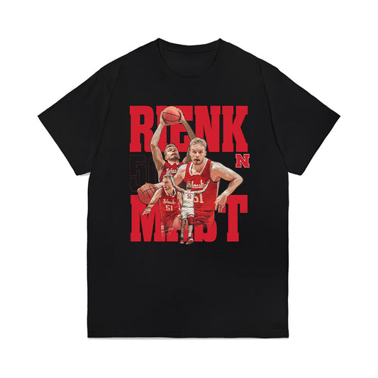 Nebraska - NCAA Men's Basketball : Rienk Mast - Player Collage Premium T-Shirt-0