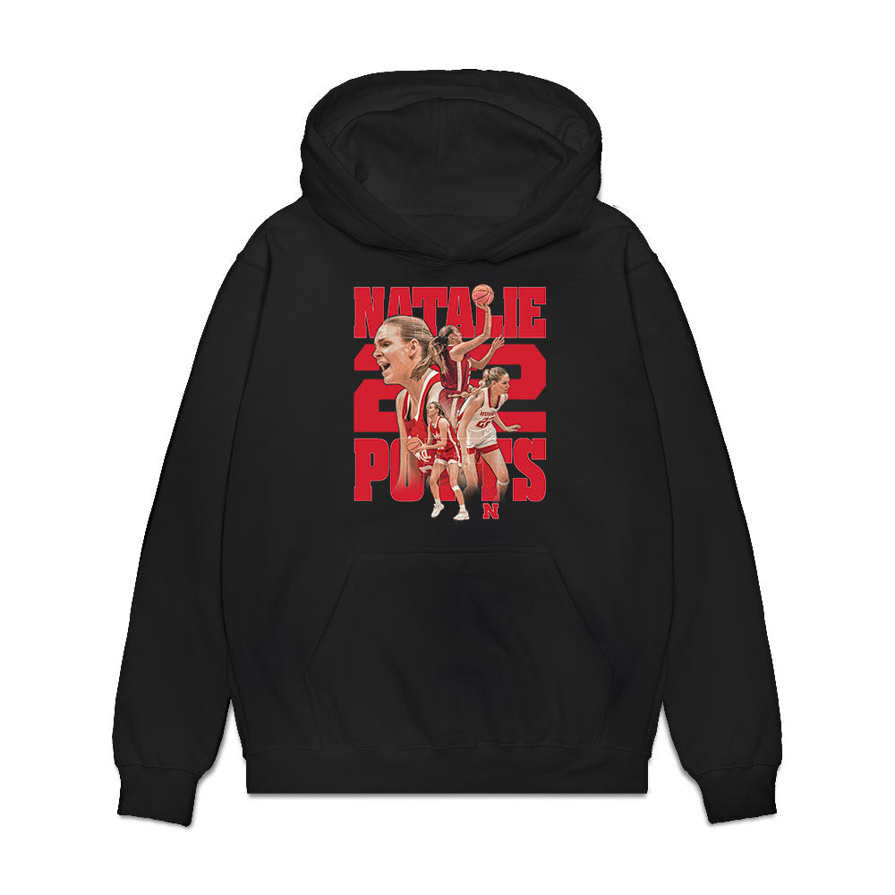 Nebraska - NCAA Women's Basketball : Natalie Potts - Player Collage Premium Hooded Sweatshirt-0